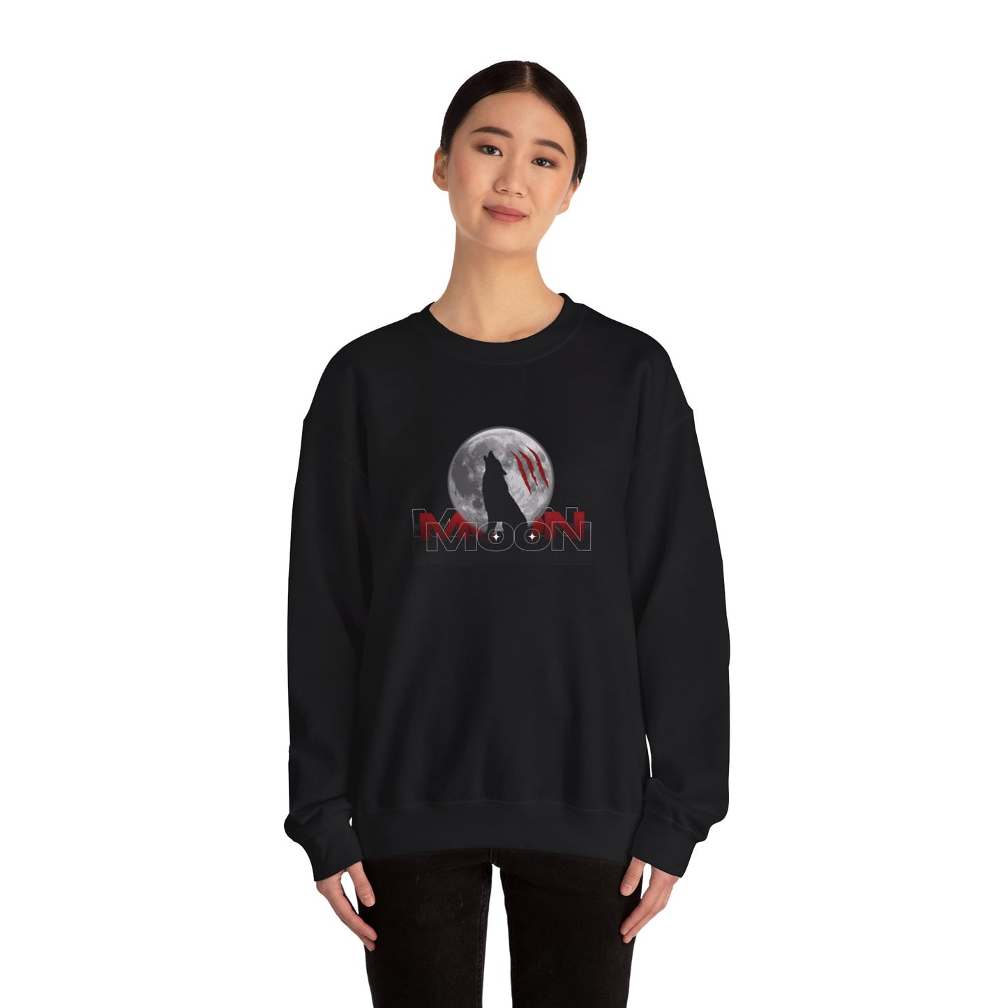 Wolf Moon Sweatshirt by MR Collections – Full Moon Howling Wolf Streetwear | Bold Lunar Design