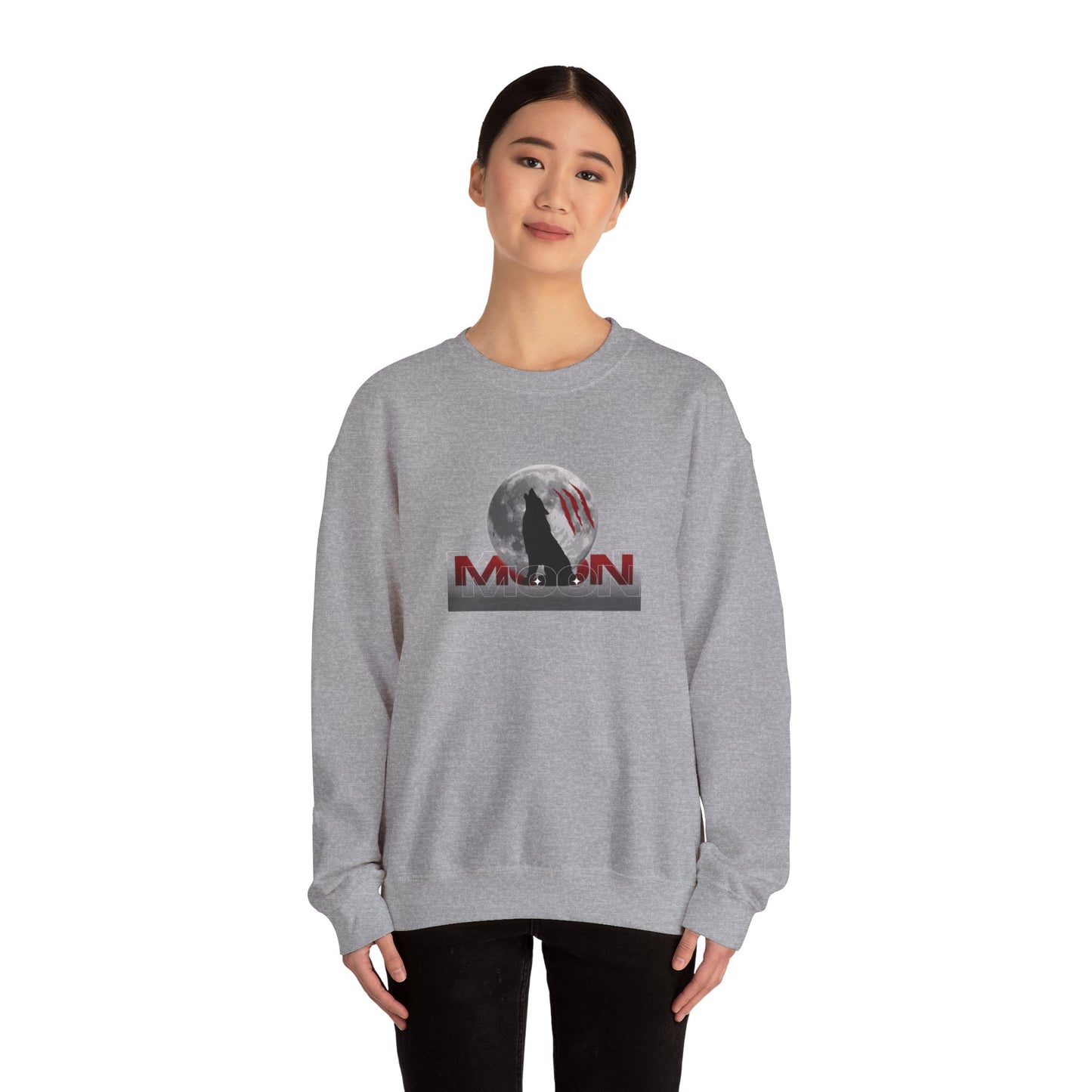 Wolf Moon Sweatshirt by MR Collections – Full Moon Howling Wolf Streetwear | Bold Lunar Design