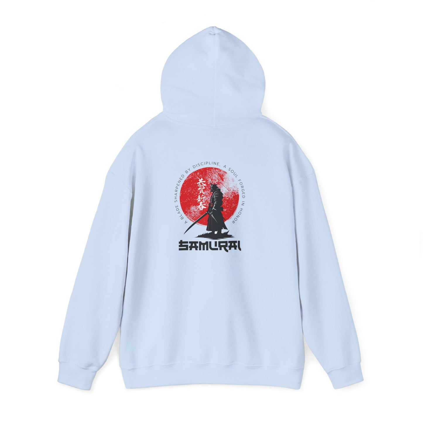 Samurai Warrior Hoodie – Japanese Bushido Art with Rising Red Sun Design