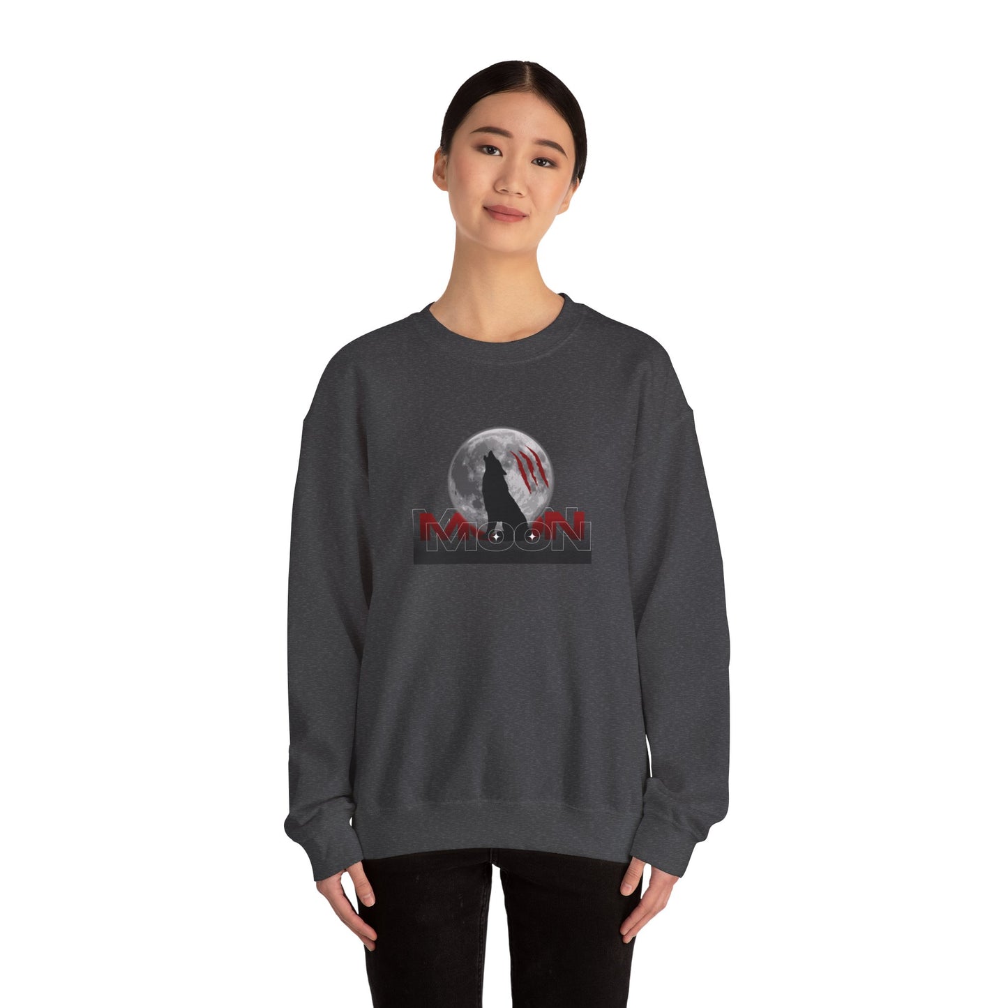 Wolf Moon Sweatshirt by MR Collections – Full Moon Howling Wolf Streetwear | Bold Lunar Design